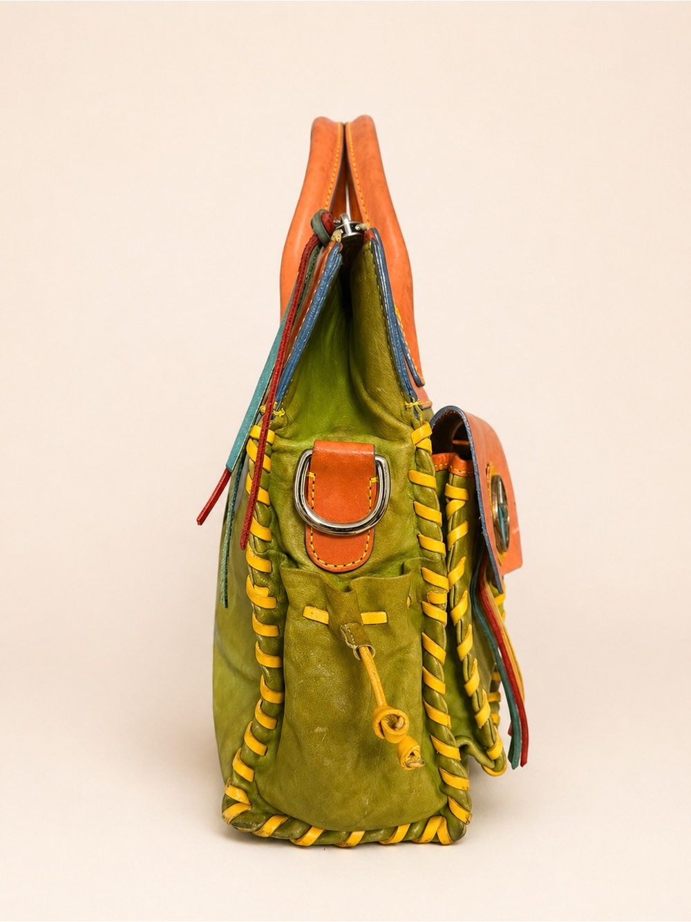 Dooney & Bourke Bolero Vintage Whipstitch Leather Satchel Bag - Picture 2 of 9